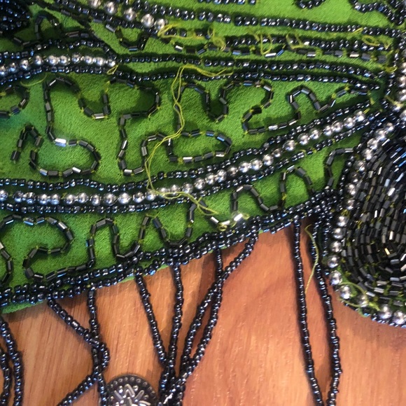 Hand beaded w/ tassels cropped tie back top - Picture 6 of 6